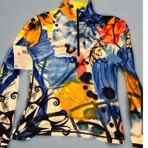 NWT Colorful Abstract Long Sleeve athletic Jacket by HL6 Aly Zip Up
